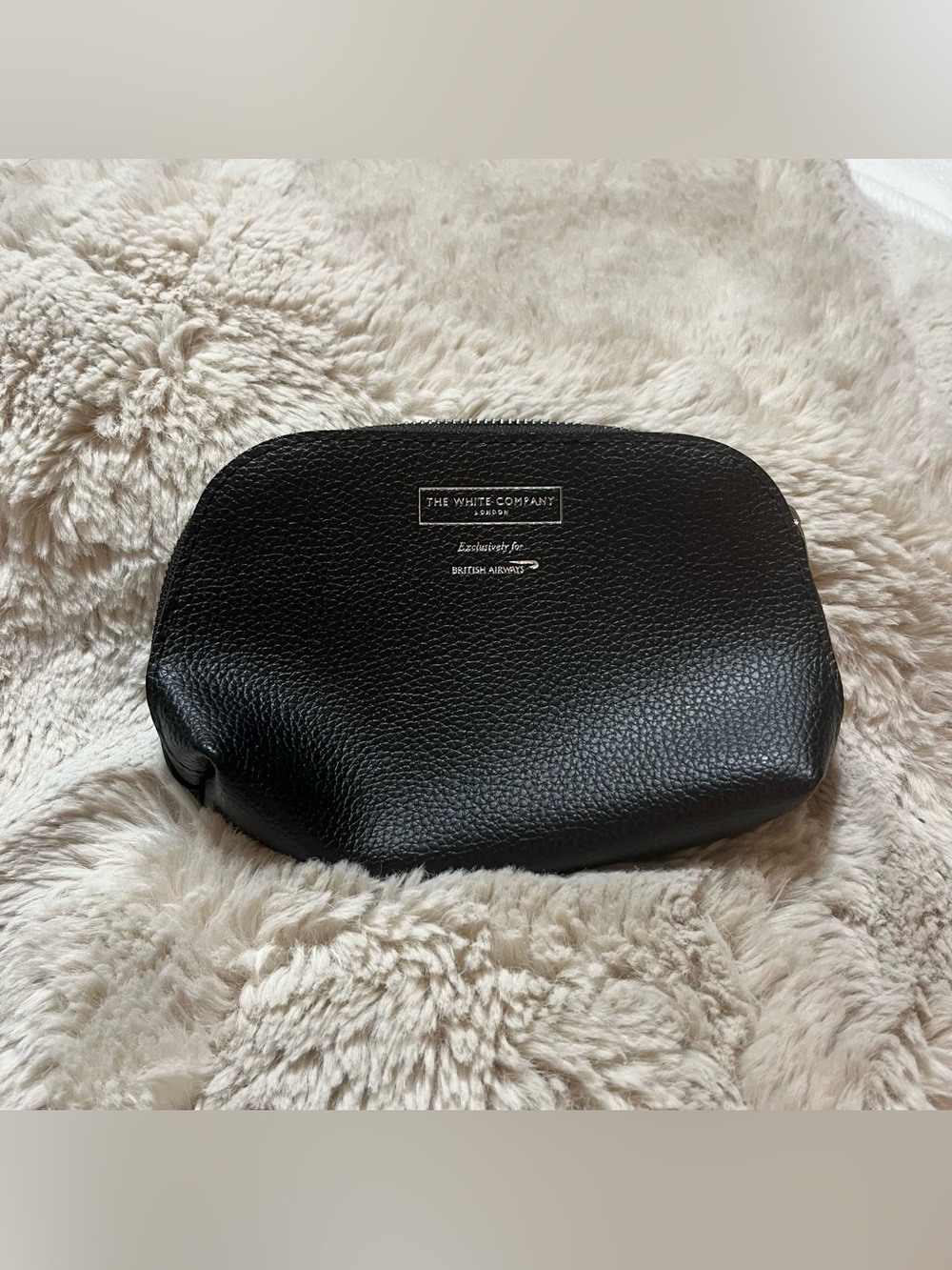 The White Company Black Pebbled Leather Pouch with Silver Logo
02-11R